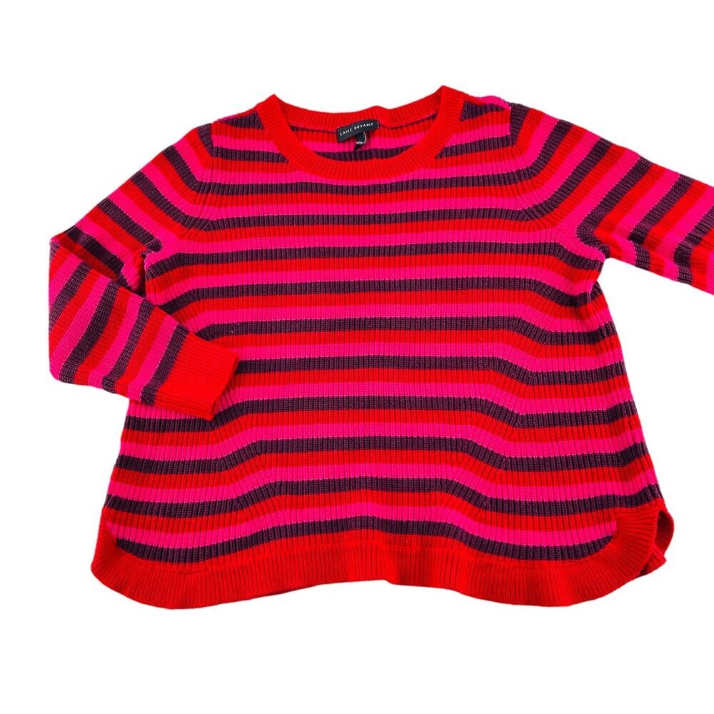Lane Bryant Red & Pink Striped Sweater 18/20